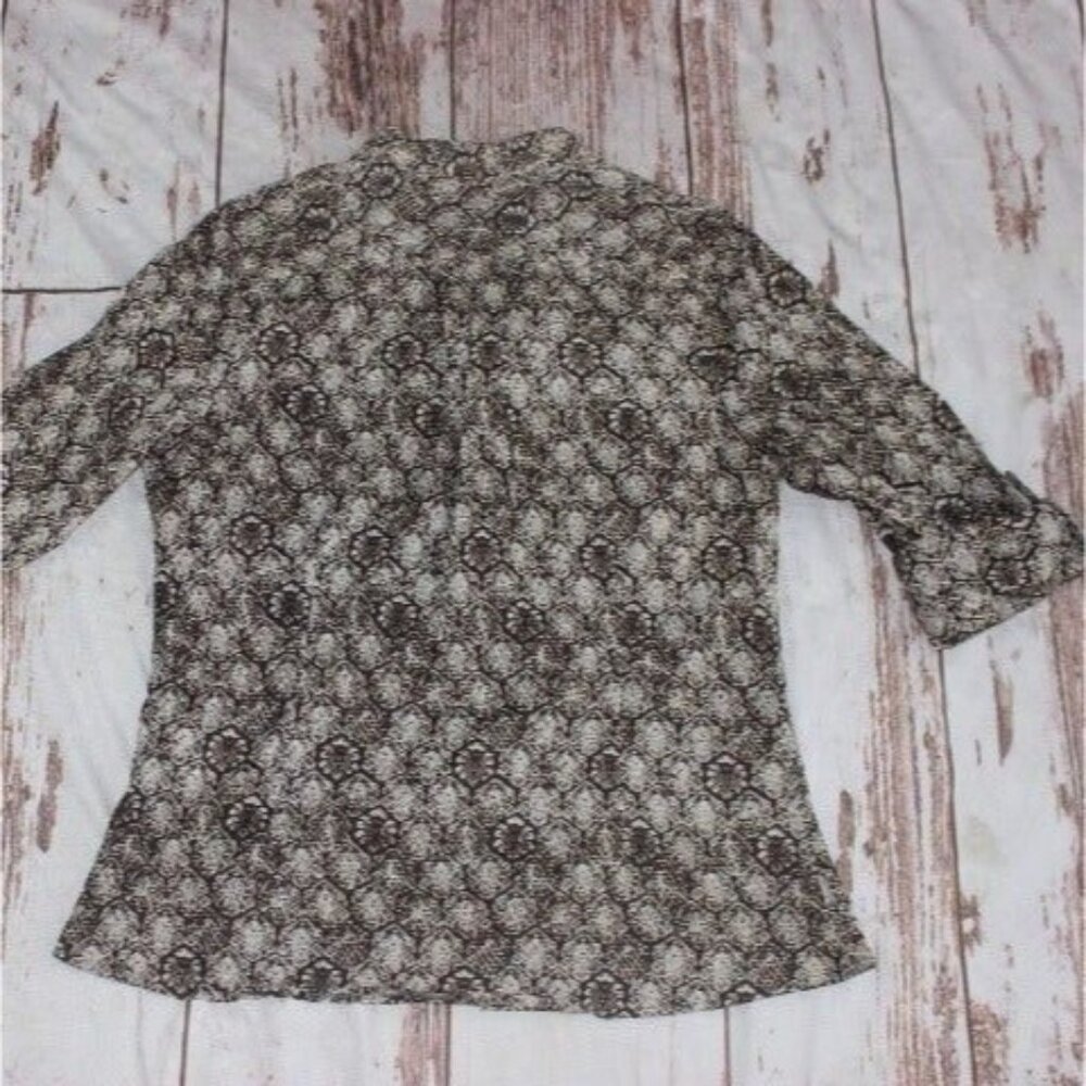 Dockers Womens Roll Tab Sleeve Button up Blouse-Brown/Cream-Size Medium-GUC - Picture 8 of 8